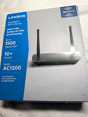 Linksys E5400 Dual-Band WiFi 5 AC1200 Router, Black, 4-Port Gigabit